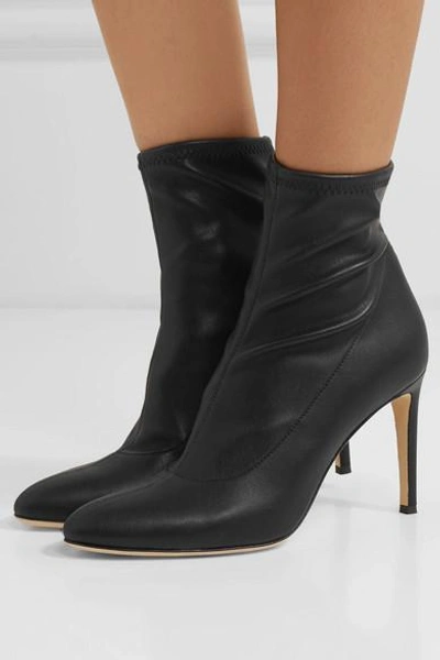 Shop Giuseppe Zanotti Celeste Leather Sock Boots In Black