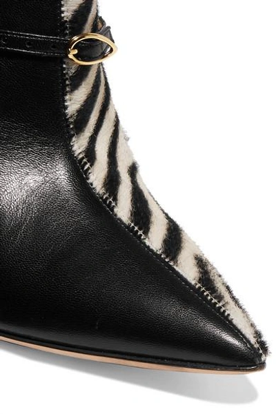 Shop Jennifer Chamandi Alberto 105 Zebra-print Calf Hair And Leather Mules In Zebra Print