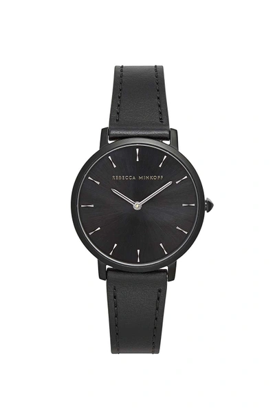 Shop Rebecca Minkoff Major Black Tone Black Strap Watch, 35 Mm