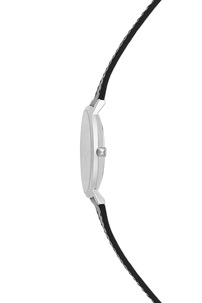 Shop Rebecca Minkoff Major Silver Tone Black Strap Watch, 35mm