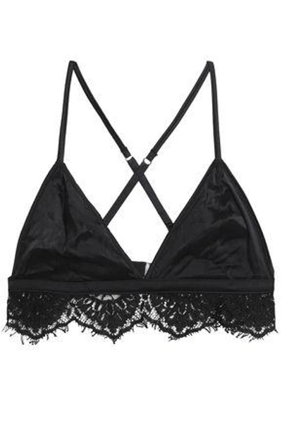 Shop Love Stories Woman Darling Lace-trimmed Silk-blend Satin Triangle Bra Black