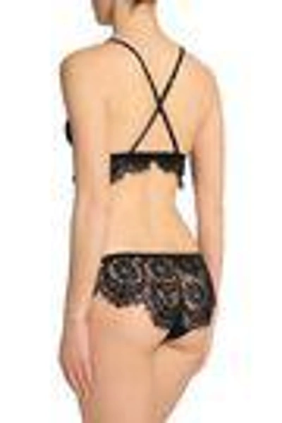 Shop Love Stories Woman Darling Lace-trimmed Silk-blend Satin Triangle Bra Black