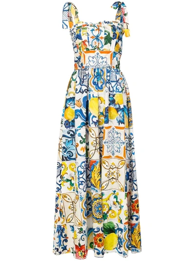 Shop Dolce & Gabbana Majolica Print Dress - Multicolour