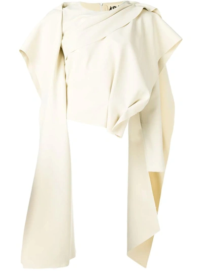 Shop A.w.a.k.e. Draped Oversized Blouse - Neutrals