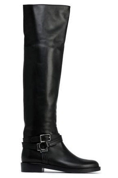 Shop Gianvito Rossi Shetland Leather Knee Boots In Black