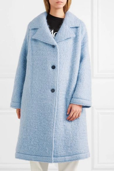 Shop Mcq By Alexander Mcqueen Oversized Wool-blend Bouclé Coat In Sky Blue