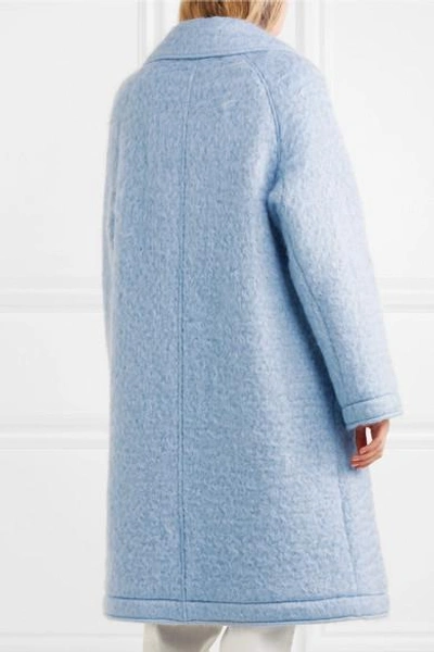 Shop Mcq By Alexander Mcqueen Oversized Wool-blend Bouclé Coat In Sky Blue