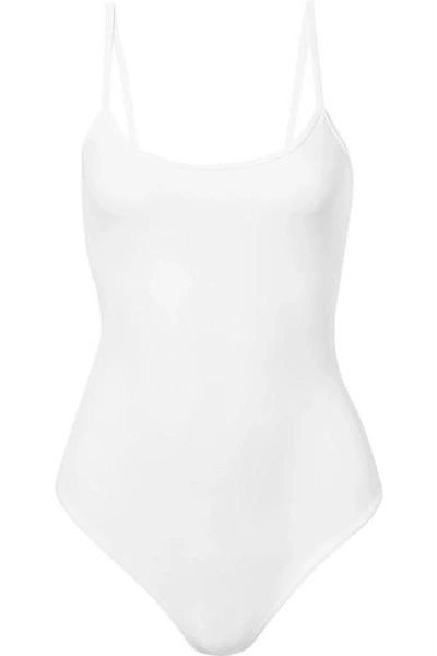 Shop Alix Elizabeth Stretch-jersey Thong Bodysuit In White