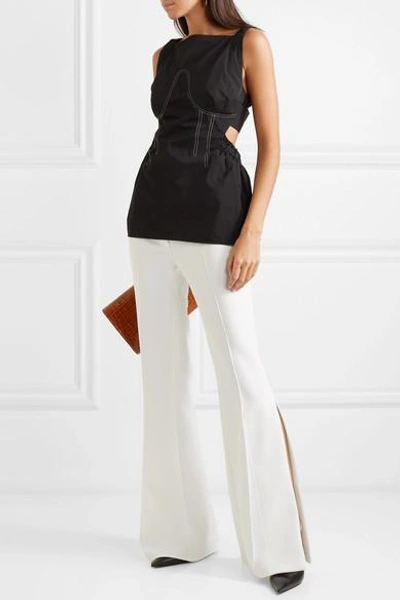 Shop Ellery Durand Crepe Flared Pants In White