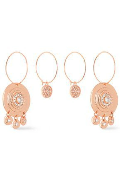 Shop Luv Aj Woman Rose Gold-tone Crystal Earrings Rose Gold