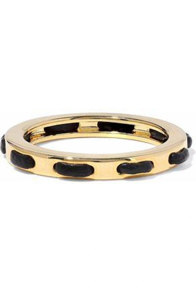 Shop Arme De L'amour Woman Gold-tone Leather-trimmed Ring Gold