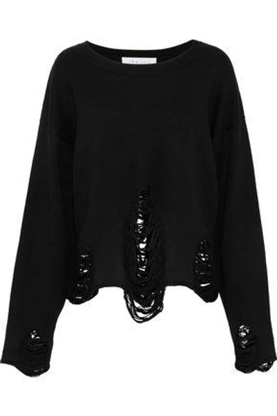 Shop Iro Woman Distressed Wool Sweater Black