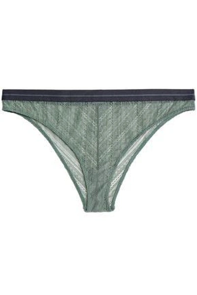 Shop Love Stories Woman Eve Lace Low-rise Bikini Briefs Grey Green