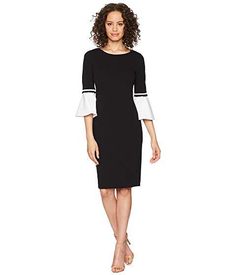 calvin klein bell sleeve dress white