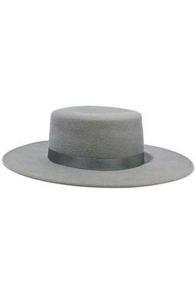 Shop Eugenia Kim Woman Agata Crystal-embellished Wool-felt Fedora Light Gray