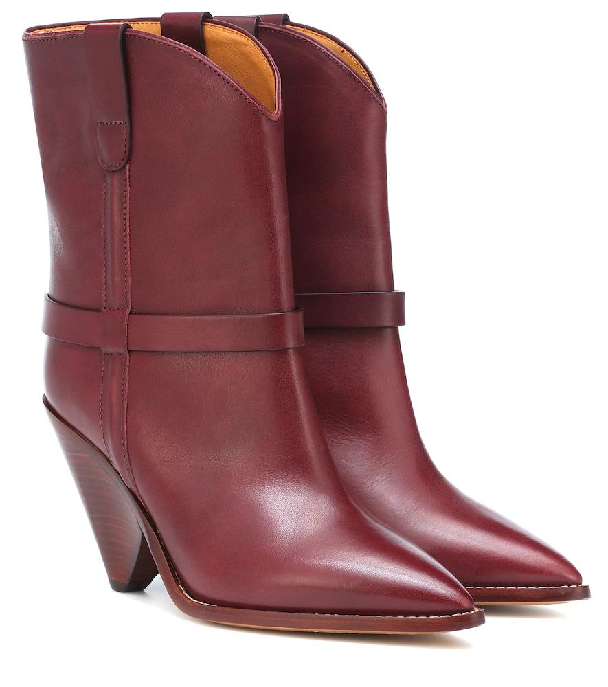 side handikap træfning Isabel Marant Exclusive To Mytheresa - Lamsy Leather Ankle Boots In Red |  ModeSens