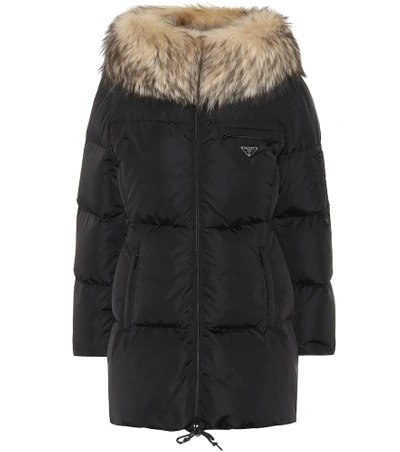 Shop Prada Fur-trimmed Quilted Down Jacket In Black