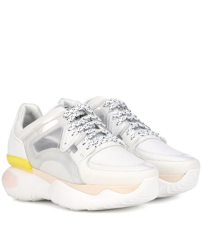 Shop Fendi Leather-trimmed Sneakers In White