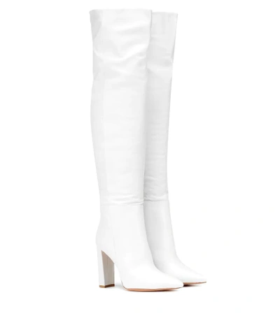 Shop Alexandre Birman Anna Slouch Over-the-knee Boots In White