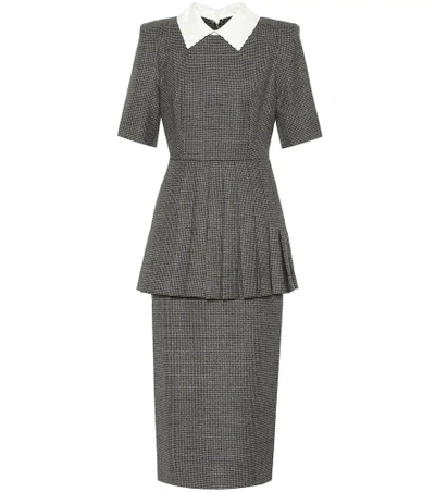 Shop Fendi Wool-blend Midi Dress In Grey