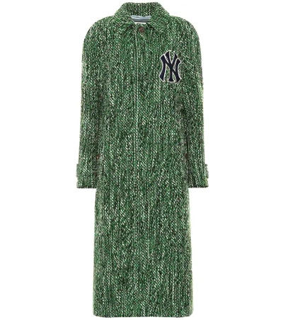 Shop Gucci Ny Yankees Wool-blend Coat In Green