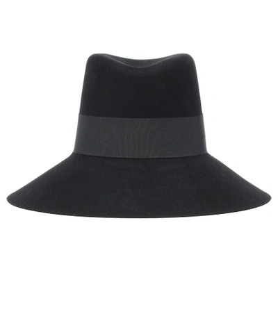 Shop Saint Laurent Nina Rabbit-felt Hat In Black