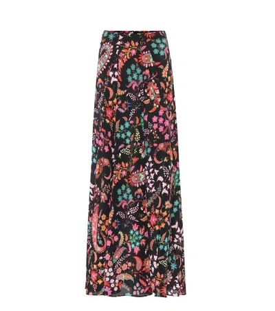 Shop Etro Floral Silk Crêpe Maxi Skirt In Multicoloured