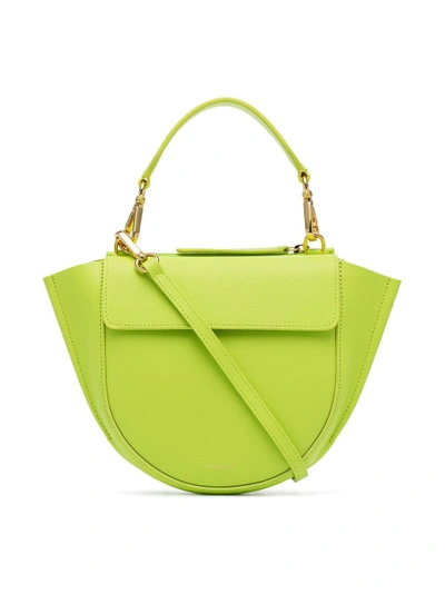 Shop Wandler Green Mini Hortensia Leather Bag