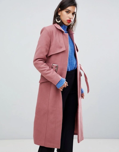 Shop Y.a.s. Belted Wool Coat-pink