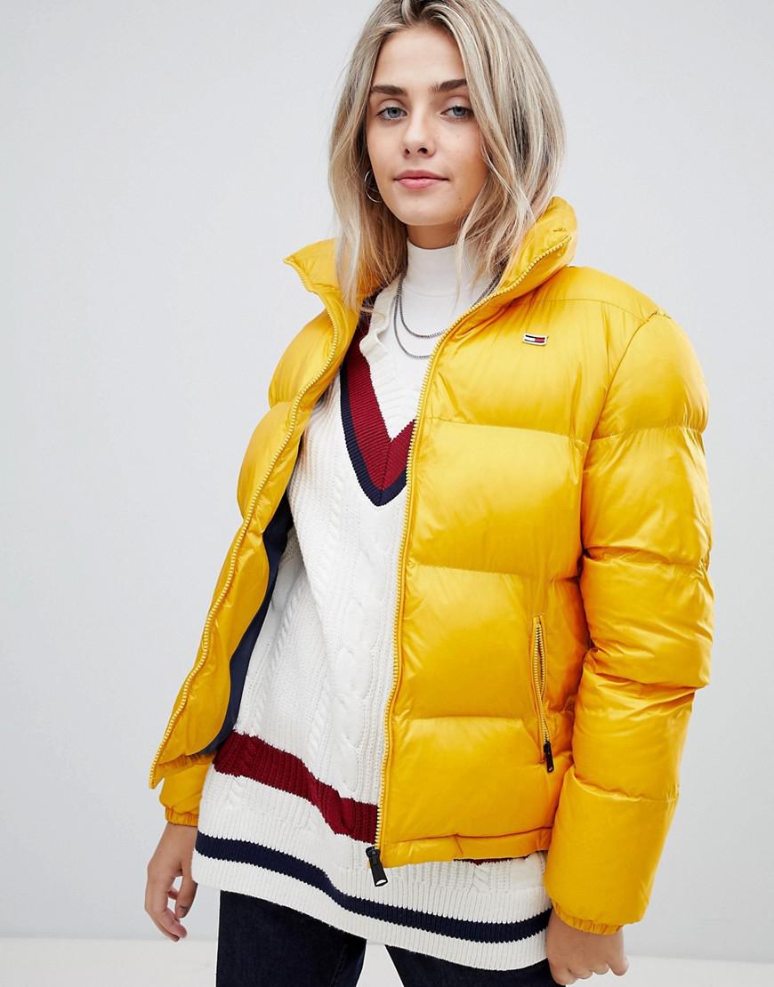 tommy jeans yellow padded popover jacket