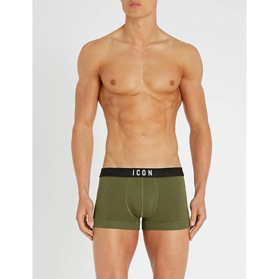 Shop Dsquared2 Icon Regular-fit Stretch-cotton Boxers In Khaki