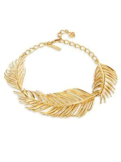 Shop Oscar De La Renta Palm Leaf Collar Necklace In Gold