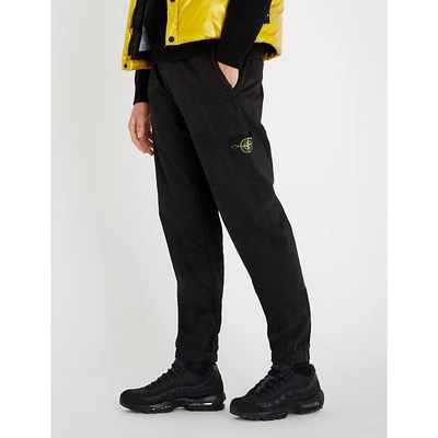 Shop Stone Island Logo-patch Regular-fit Straight Stretch-cotton Trousers In Black