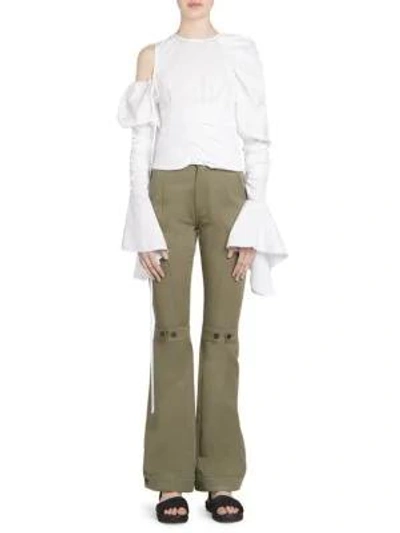Shop Loewe Cascading Flared Sleeve Ruched Top In White