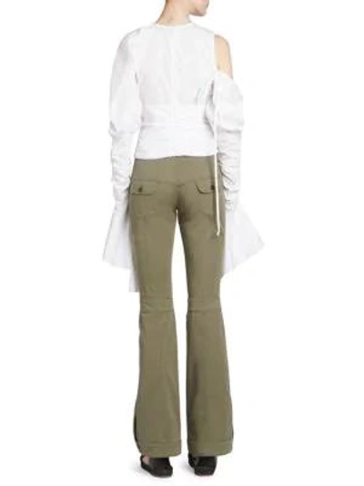 Shop Loewe Cascading Flared Sleeve Ruched Top In White