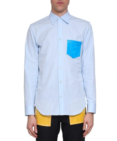 Shop Maison Margiela Pvc Pocket Cotton Shirt In Azzurro