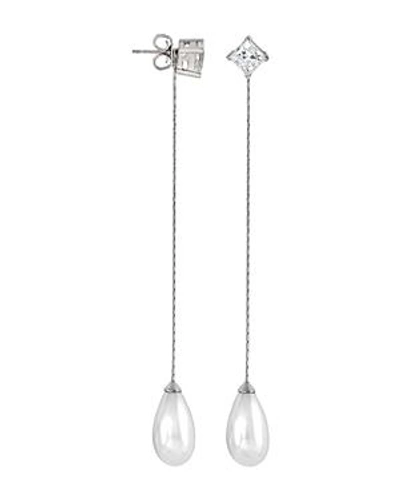 Shop Majorica Simulated Cultured Pearl & Cubic Zirconia Drop Earrings In Sterling Silver In White