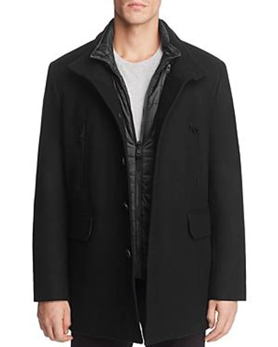 Shop Cole Haan Melton Three-in-one Topper Coat In Black