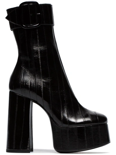 Shop Saint Laurent Billy 140 Platform Leather Ankle Boots - Black
