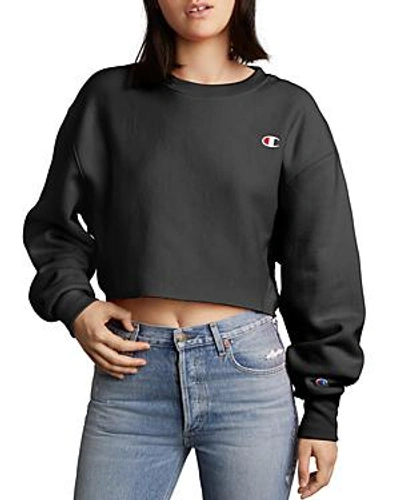 Shop Champion Raw-edge Cropped Sweatshirt In Black