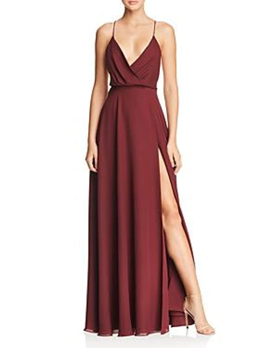 Shop Fame And Partners Ireland Georgette Gown In Wine