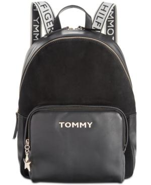 tommy hilfiger backpack black leather