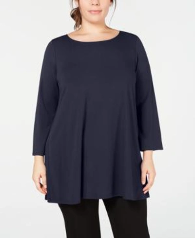 Shop Eileen Fisher Plus Size Tunic Top In Midnight