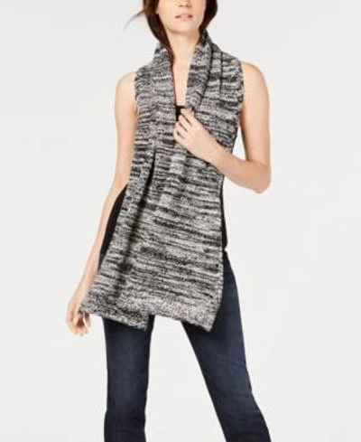 Shop Eileen Fisher Printed Organic Cotton Scarf In Black/soft White