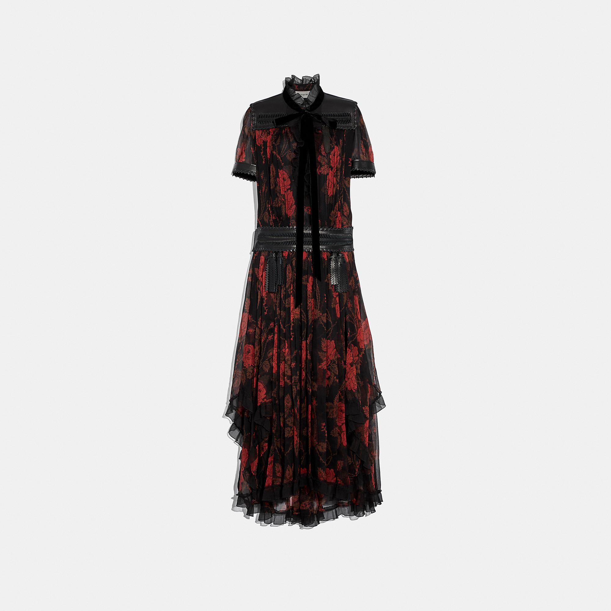red and black ruffle dress