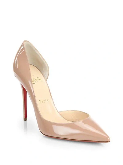 Shop Christian Louboutin Iriza Patent Leather Half D'orsay Pumps In Nude