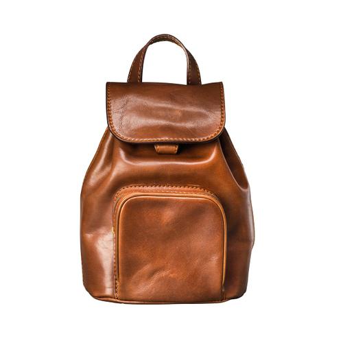 small tan leather backpack