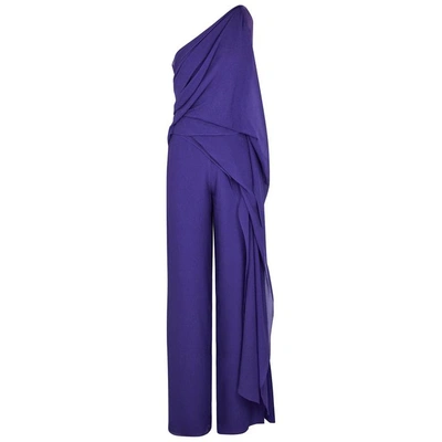 Shop Roland Mouret Nettleton Silk Chiffon Jumpsuit In Purple