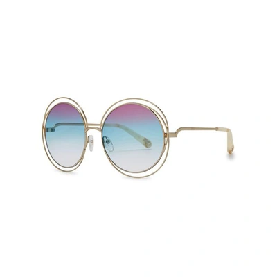 Shop Chloé Carlina Oversized Round-frame Sunglasses In Purple