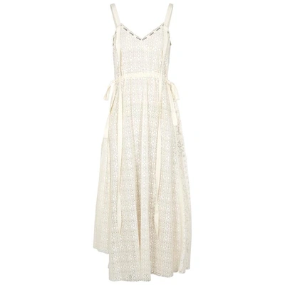 Shop Loewe Off-white Lace Midi Dress In Off White